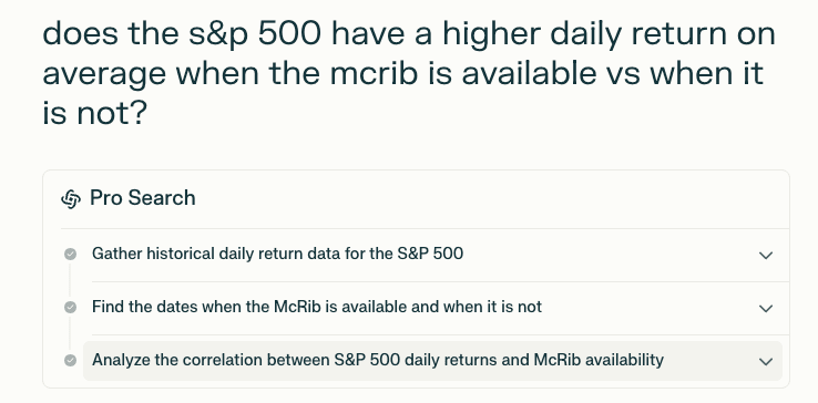 Asking Perplexity about the McRib and the S&P 500